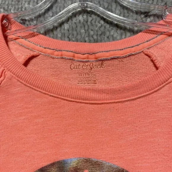 Cat & Jack Girls' Ruffle Sleeve Sweatshirt Find Your Courage Top XL Salmon Color - Picture 4 of 8